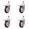 Service Caster 5 Inch Maroon Polyurethane Swivel 1/2 Inch Stem Caster Set with Total Lock Brake SCC-TSTTL20S514-PPUB-MRN-121315-4 - alternate 1